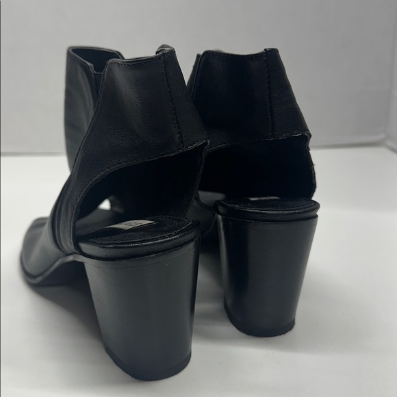 Steve Madden Nobel Ankle Boots Peep Open Toe Heeled Booties Leather Black Size 8 - Picture 3 of 9